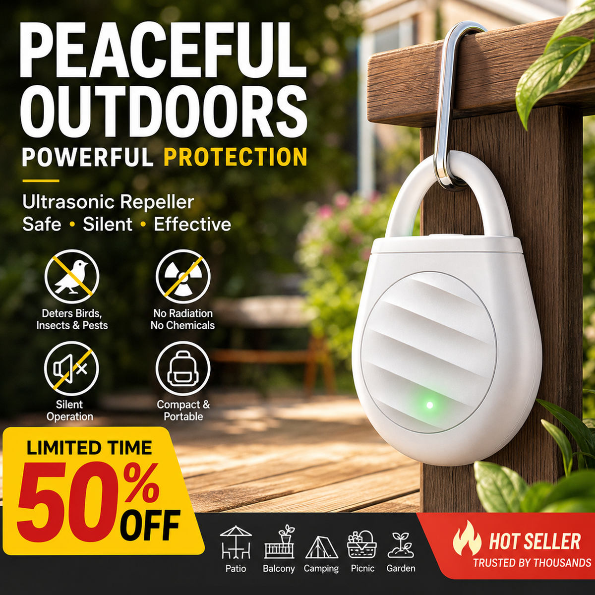 Help Keep Birds & Bugs Away Wherever You Go-Pocket-sized ultrasonic
