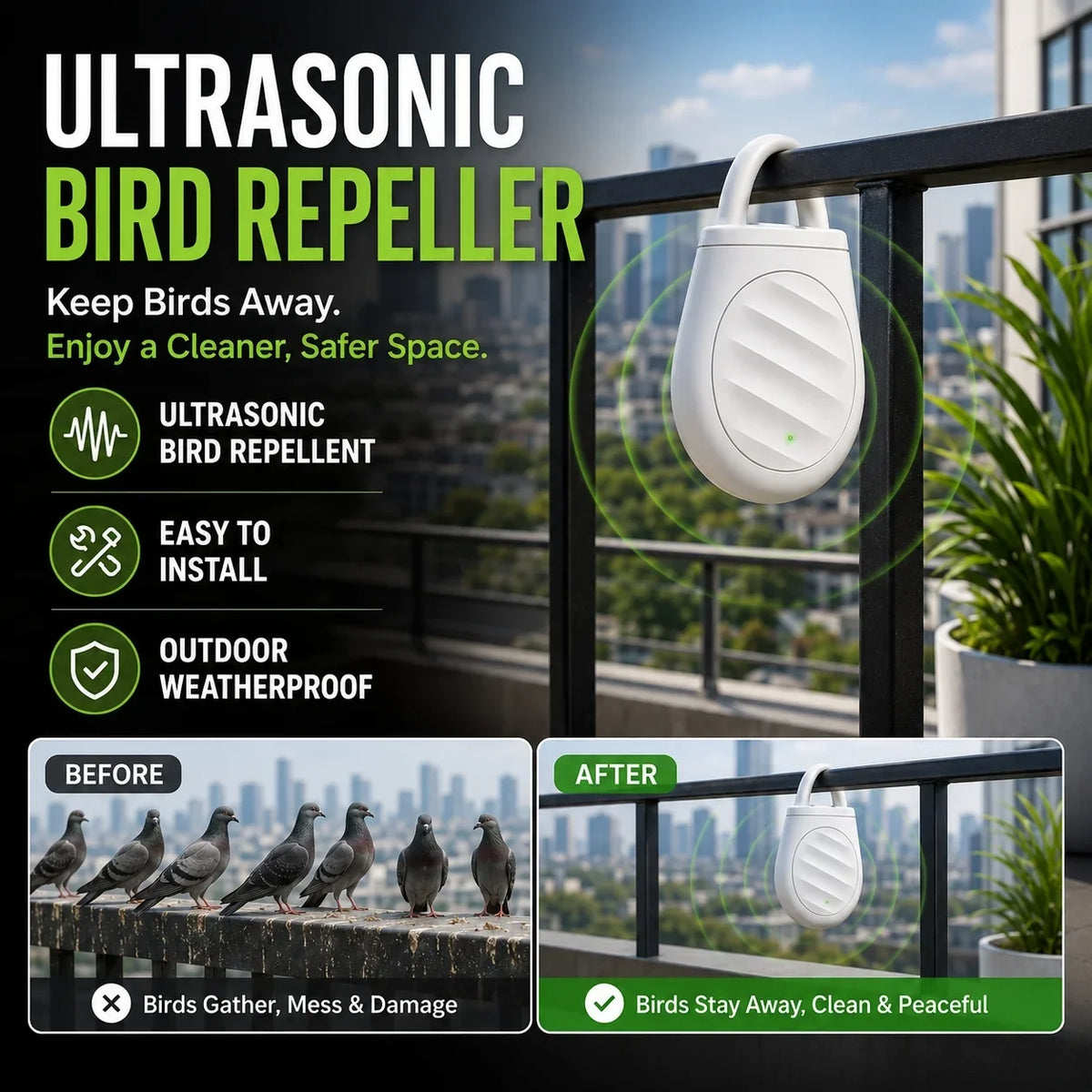 Help Keep Birds & Bugs Away Wherever You Go-Pocket-sized ultrasonic