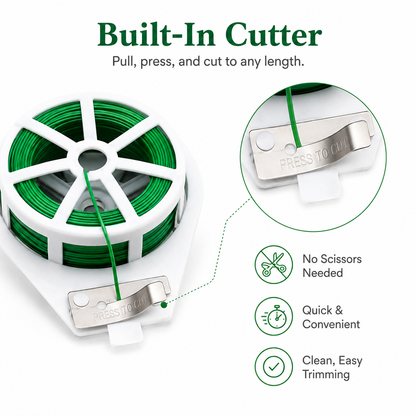 Multi-Purpose Garden Twist Tie Wire with Built-In Cutter