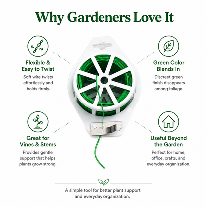 Multi-Purpose Garden Twist Tie Wire with Built-In Cutter
