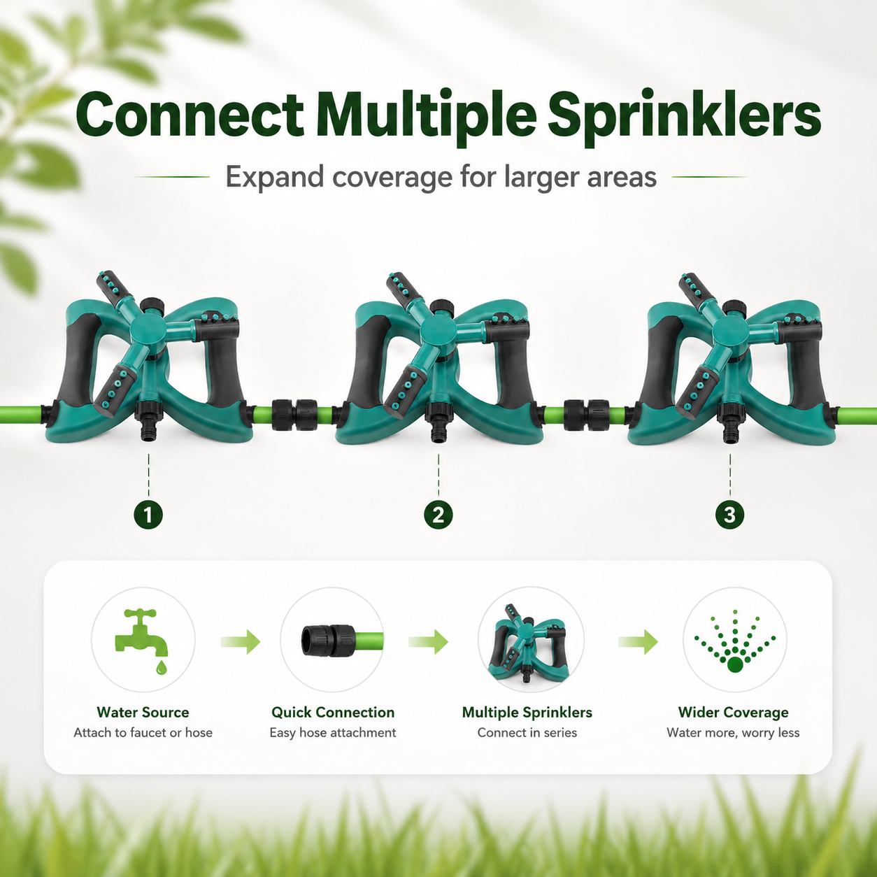 360° Rotating 3-Arm Garden Sprinkler