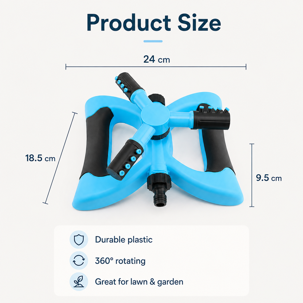 360° Rotating 3-Arm Garden Sprinkler