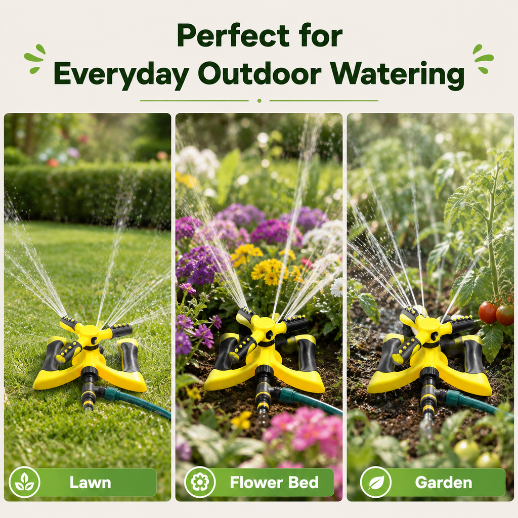 360° Rotating 3-Arm Garden Sprinkler