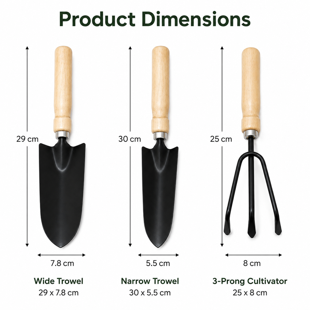 3-Piece Wooden Handle Garden Tool Set