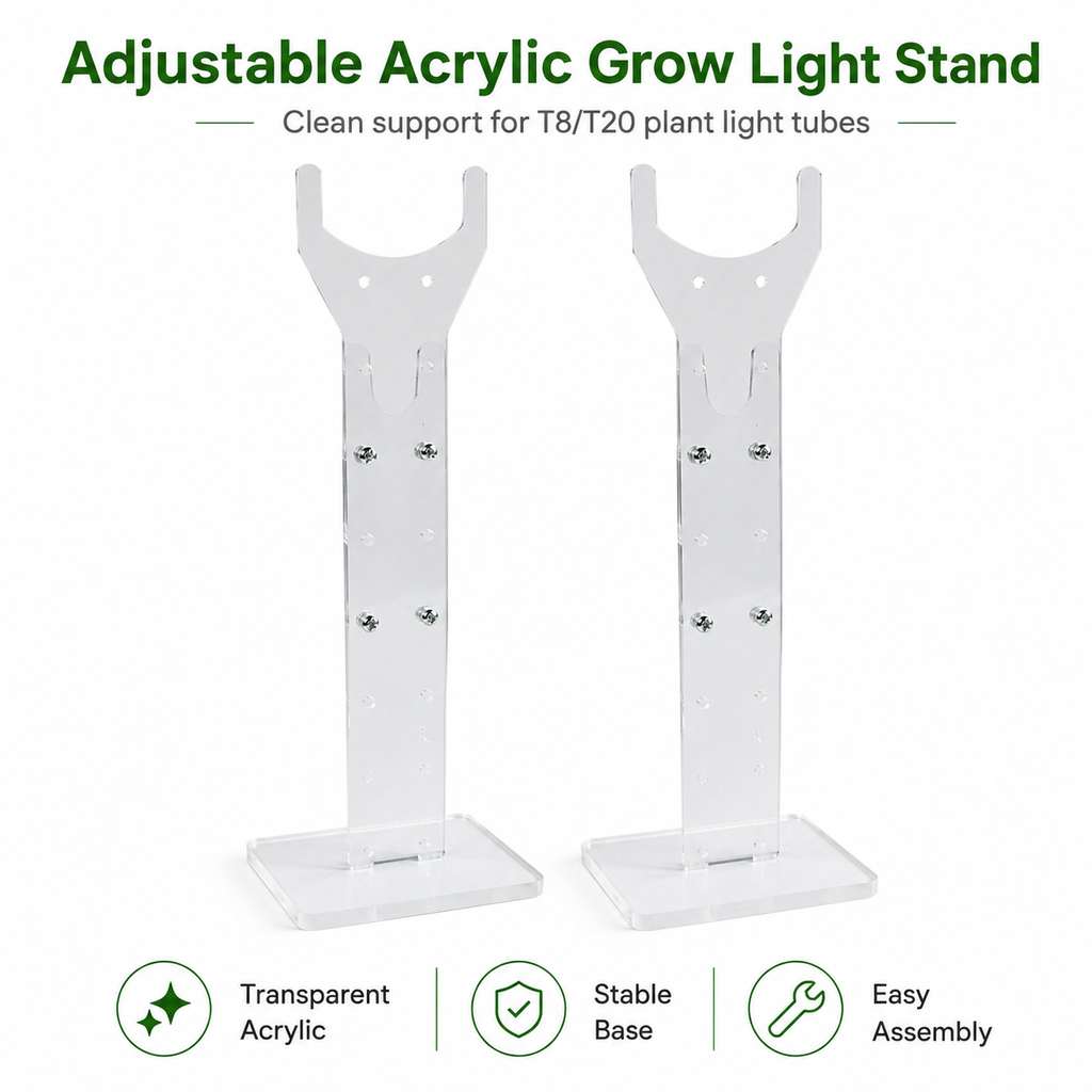 Adjustable Acrylic Grow Light Stand for T8/T20 Tubes