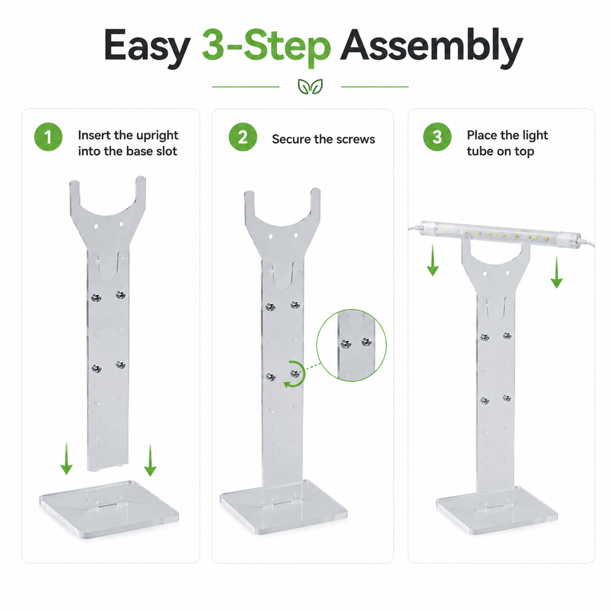 Adjustable Acrylic Grow Light Stand for T8/T20 Tubes