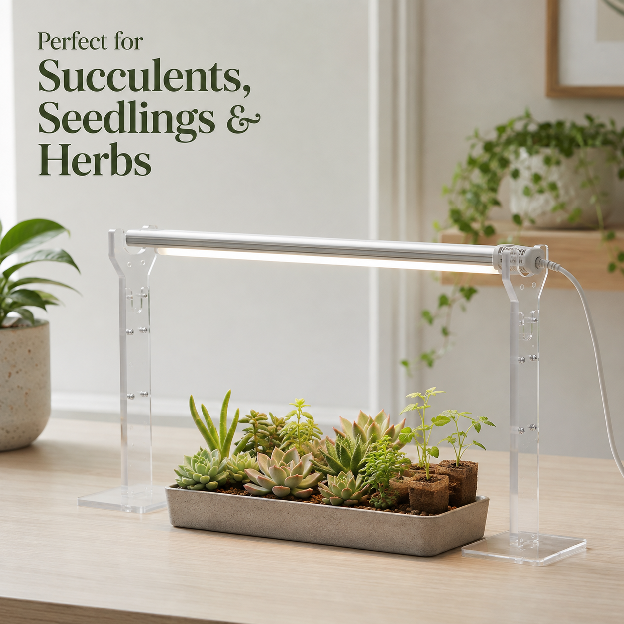 Adjustable Acrylic Grow Light Stand for T8/T20 Tubes