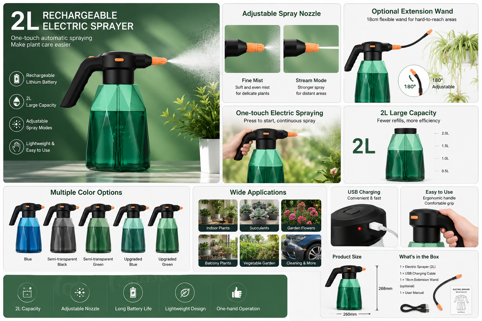 2L Rechargeable Electric Garden Sprayer
