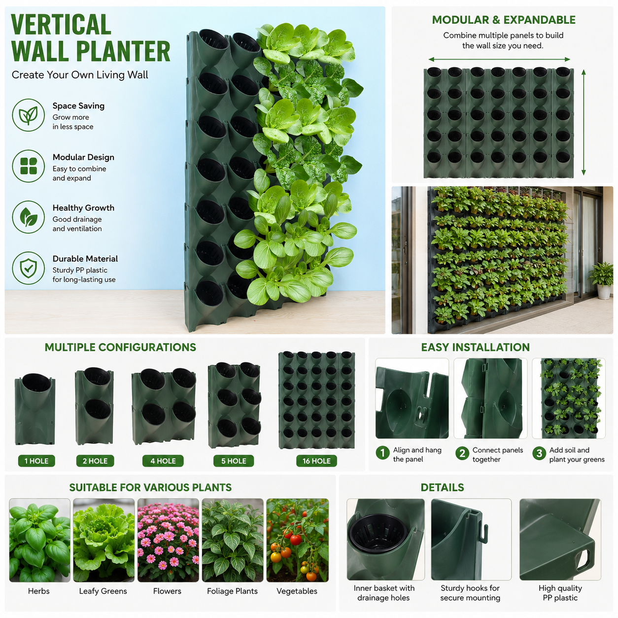 Modular Vertical Wall Planter