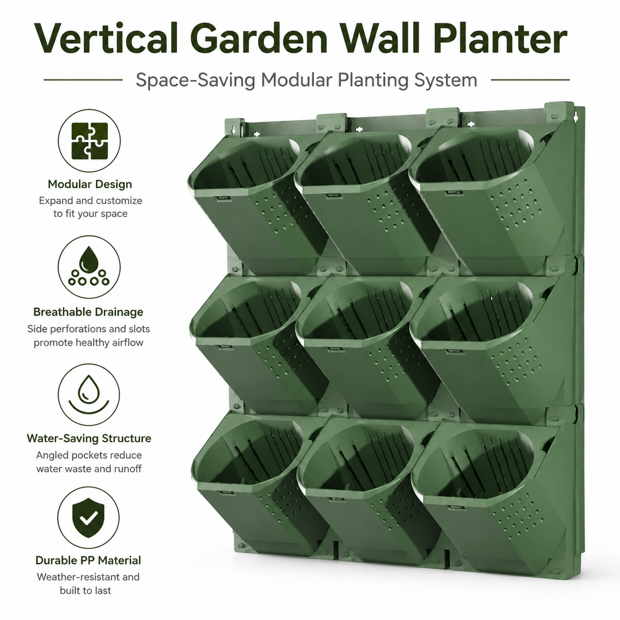 3-Pocket Modular Vertical Garden Planter