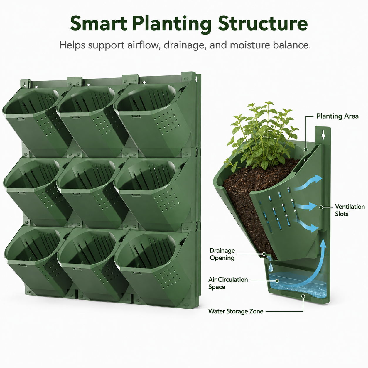 3-Pocket Modular Vertical Garden Planter