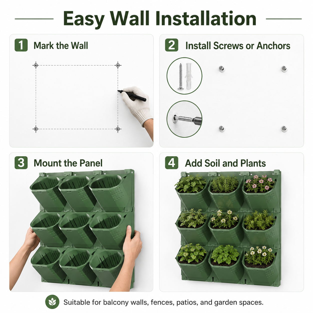 3-Pocket Modular Vertical Garden Planter