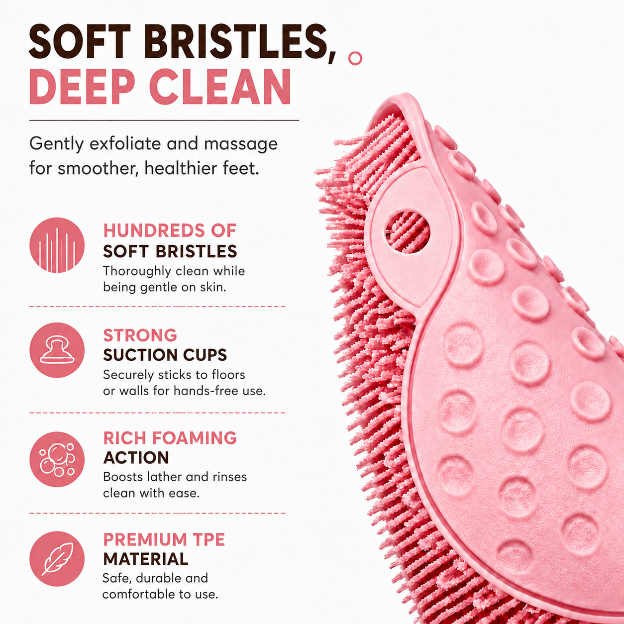 Scrub Your Feet & Back Hands-Free, Every Shower