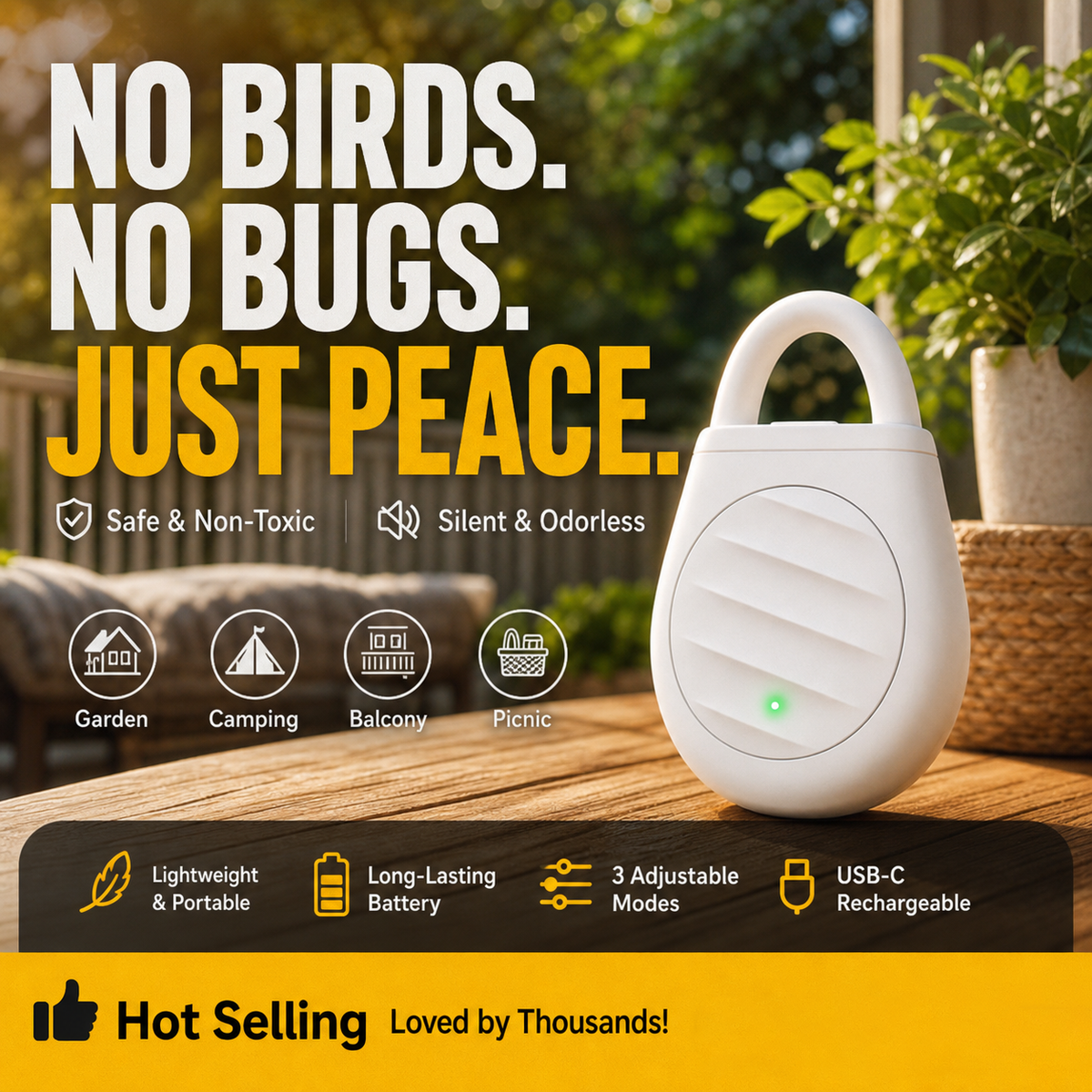 Help Keep Birds & Bugs Away Wherever You Go-Pocket-sized ultrasonic